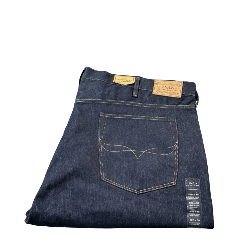 Polo Ralph Lauren Varick Slim Straight Stretch Deep Blue Jeans Size 50bx30 NWT